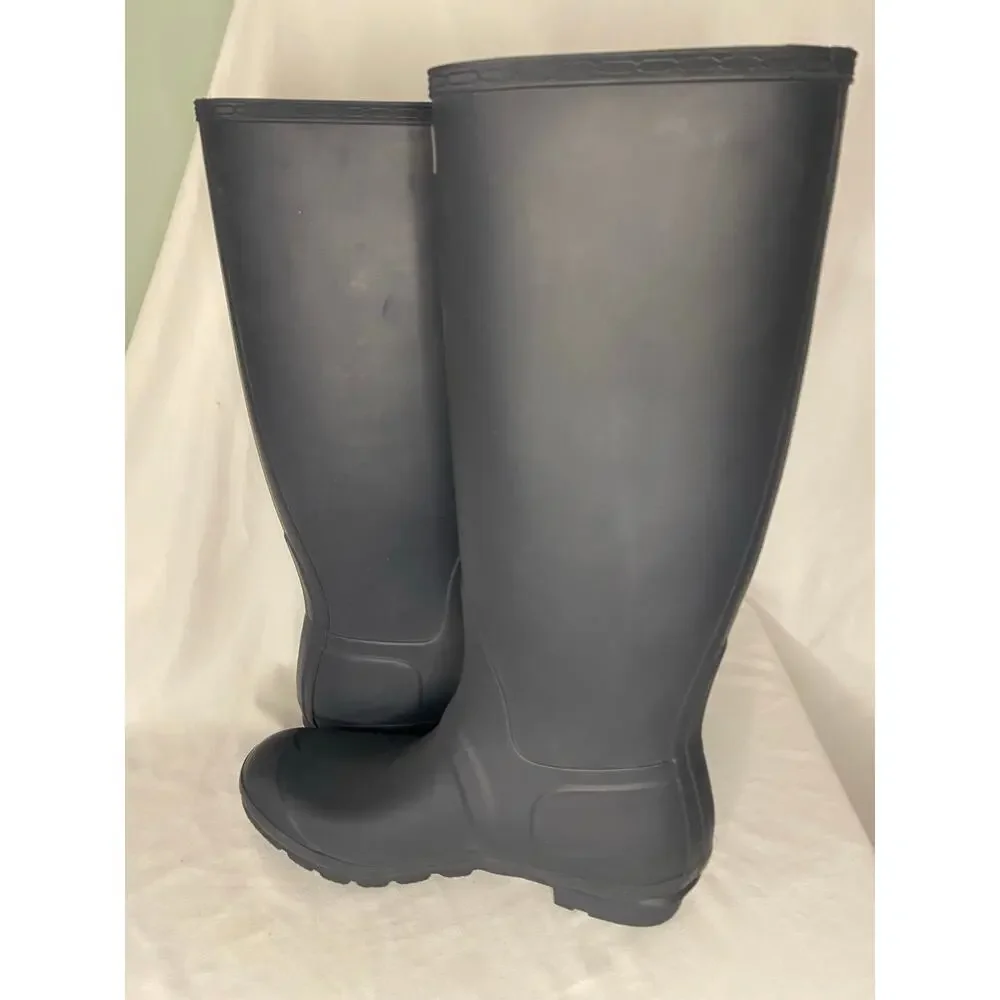 Hunter Original Womens Tall‎ Rain Boots Navy Blue Size 11 Snow Waterproof EUC